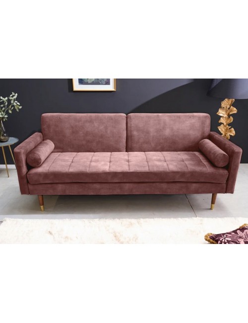 SOFA ROZKŁADANA COUTURE 196 CM WELUR RÓŻOWY