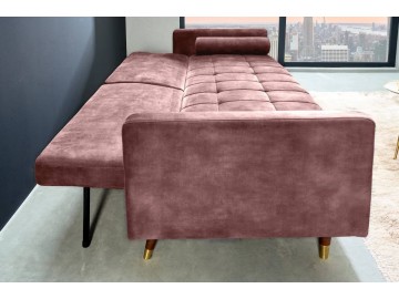 SOFA ROZKŁADANA COUTURE 196 CM WELUR RÓŻOWY