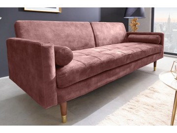 SOFA ROZKŁADANA COUTURE 196 CM WELUR RÓŻOWY