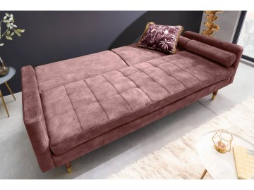 SOFA ROZKŁADANA COUTURE 196 CM WELUR RÓŻOWY