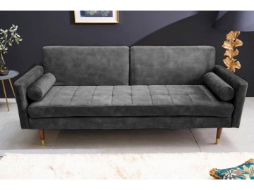 SOFA ROZKŁADANA COUTURE 196 CM WELUR SZARY