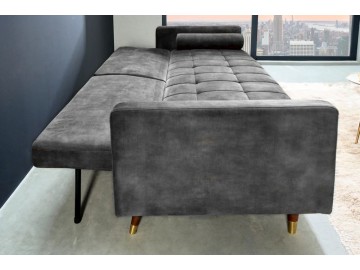 SOFA ROZKŁADANA COUTURE 196 CM WELUR SZARY