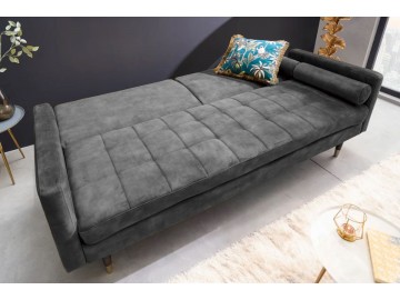 SOFA ROZKŁADANA COUTURE 196 CM WELUR SZARY