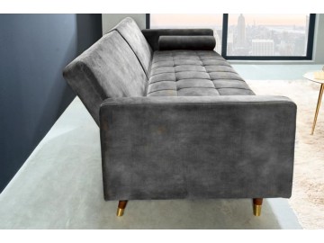 SOFA ROZKŁADANA COUTURE 196 CM WELUR SZARY