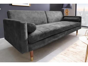 SOFA ROZKŁADANA COUTURE 196 CM WELUR SZARY