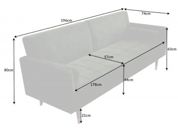 SOFA ROZKŁADANA COUTURE 196 CM WELUR ZIELONY