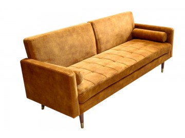 SOFA ROZKŁADANA COUTURE 196 CM WELUR MUSZTARDOWY