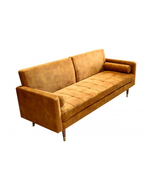 SOFA ROZKŁADANA COUTURE 196 CM WELUR MUSZTARDOWY