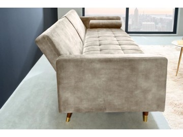 SOFA ROZKŁADANA COUTURE 196 CM WELUR BEŻOWY