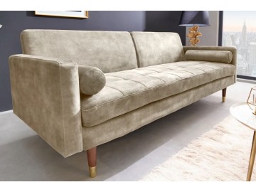 SOFA ROZKŁADANA COUTURE 196 CM WELUR BEŻOWY