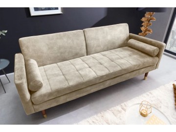 SOFA ROZKŁADANA COUTURE 196 CM WELUR BEŻOWY