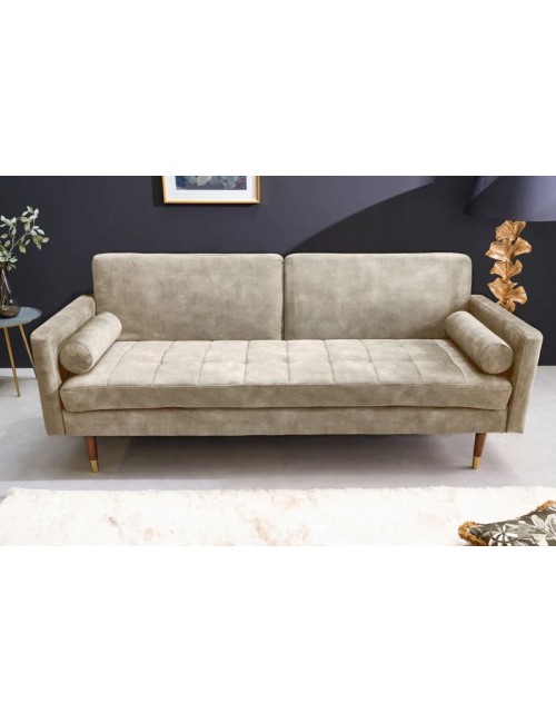 SOFA ROZKŁADANA COUTURE 196 CM WELUR BEŻOWY