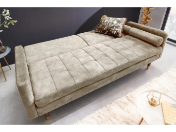 SOFA ROZKŁADANA COUTURE 196 CM WELUR BEŻOWY