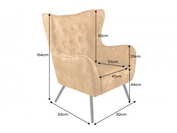 FOTEL AMSTERDAM WELUR MUSZTARDOWY